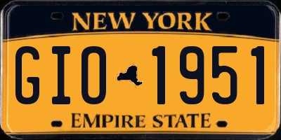 NY license plate GIO1951