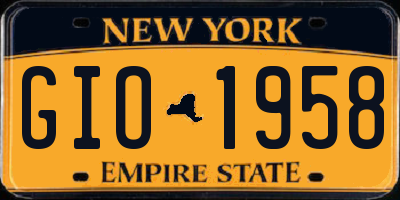 NY license plate GIO1958
