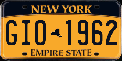 NY license plate GIO1962