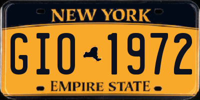 NY license plate GIO1972