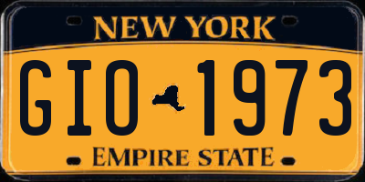 NY license plate GIO1973