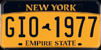 NY license plate GIO1977