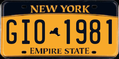 NY license plate GIO1981