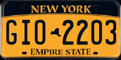 NY license plate GIO2203