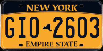 NY license plate GIO2603
