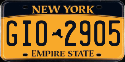 NY license plate GIO2905