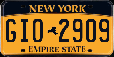 NY license plate GIO2909