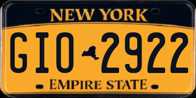 NY license plate GIO2922