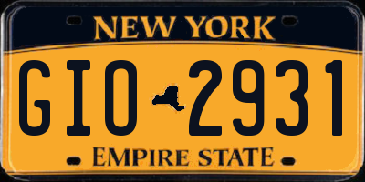NY license plate GIO2931