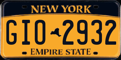 NY license plate GIO2932