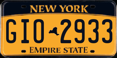 NY license plate GIO2933