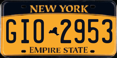 NY license plate GIO2953