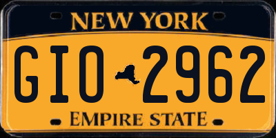 NY license plate GIO2962