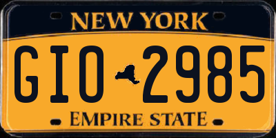 NY license plate GIO2985