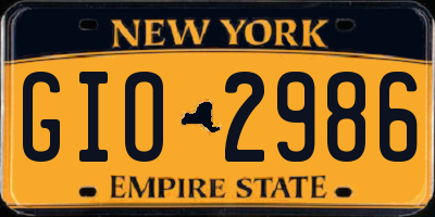 NY license plate GIO2986