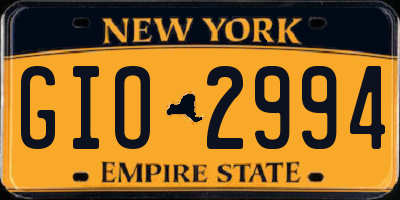 NY license plate GIO2994