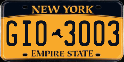 NY license plate GIO3003