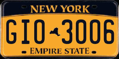NY license plate GIO3006