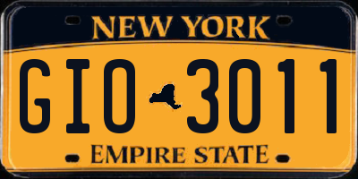 NY license plate GIO3011