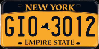 NY license plate GIO3012
