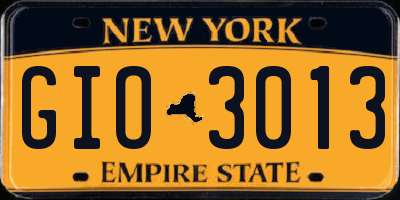 NY license plate GIO3013