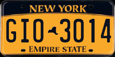 NY license plate GIO3014