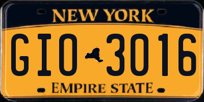 NY license plate GIO3016