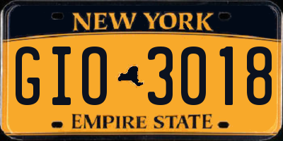 NY license plate GIO3018
