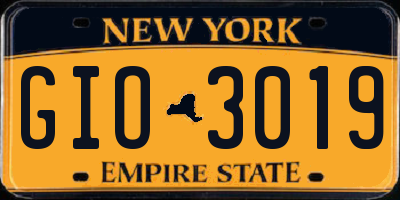 NY license plate GIO3019