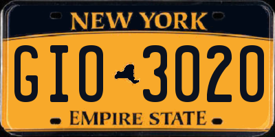 NY license plate GIO3020