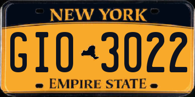 NY license plate GIO3022