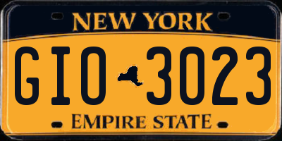 NY license plate GIO3023