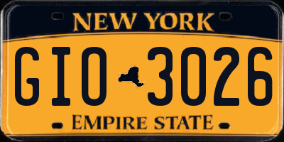NY license plate GIO3026