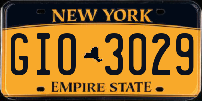 NY license plate GIO3029