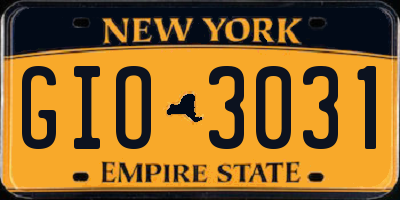 NY license plate GIO3031