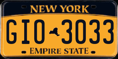 NY license plate GIO3033