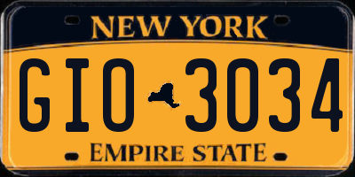 NY license plate GIO3034