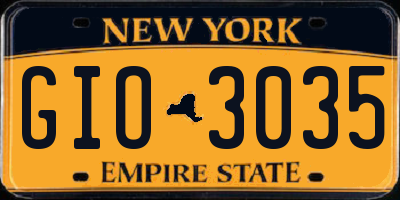 NY license plate GIO3035