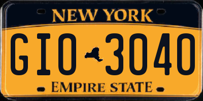 NY license plate GIO3040
