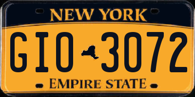 NY license plate GIO3072