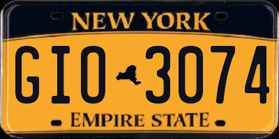 NY license plate GIO3074