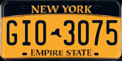 NY license plate GIO3075