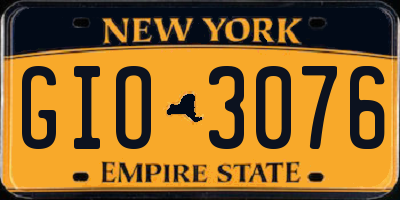 NY license plate GIO3076
