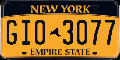 NY license plate GIO3077