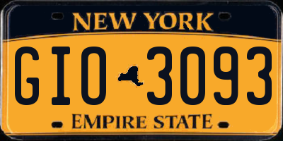 NY license plate GIO3093
