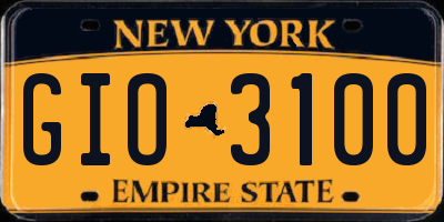 NY license plate GIO3100