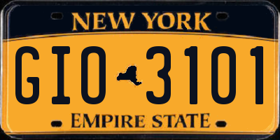 NY license plate GIO3101
