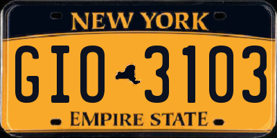 NY license plate GIO3103