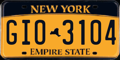 NY license plate GIO3104