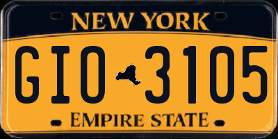 NY license plate GIO3105